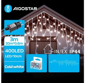 Aigostar B.V. Aigostar - LED Vonkajšia vianočná reťaz 400xLED/8 funkcií 23x0,6m IP44 studená biela AI1413