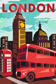 Gario Maľovanie podľa čísel Londýn, Veľká Británia 2 Rozmery: 60 x 80 cm, Rámovanie: S vnútorným rámom