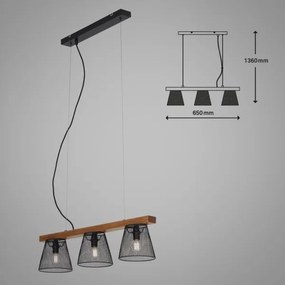 Briloner 4077-035 - Luster na lanku WOOD &amp; STYLE 3xE14/25W/230V