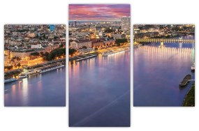 Obraz nočného mesta Bratislavy s riekou (90x60 cm)