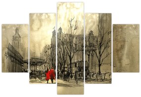 Obraz - Skica mestečka (150x105 cm)