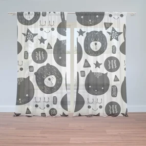 Sablio Záclony Mačička a medveď: 2ks 150x250cm