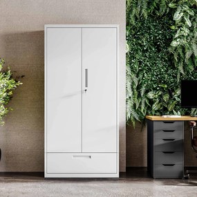 Modulárna kovová multifunkčná skriňa so zásuvkou biela MEGAN 1850 x 900 x 400 mm