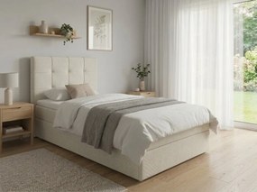 Čalúnená posteľ boxspring DIRELIS VIBE 90x200 cm krémová Matrac: Matrac Bonell pružinový