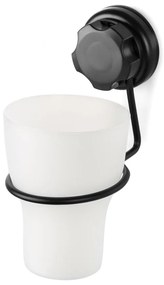 Čierny samodržiaci kovový téglik na zubné kefky Bestlock Black – Compactor