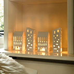 Biely keramický svietnik Kähler Design Urbania Lighthouse Church