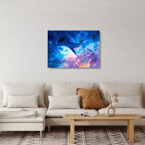 Sklenený obraz - Vesmírna veľryba (70x50 cm)