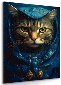 Obraz modro-zlatá mačka - 80x120