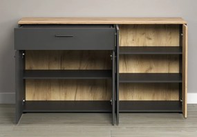 Komoda so zásuvkou Esteban 150 cm, antracit/dub evoke