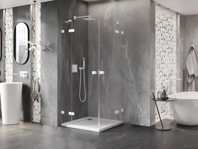 Mexen Lunar Duo, výklopný sprchový kút 115 x 115 cm, 8mm číre sklo, biely profil, 834-115L-115P-20-00