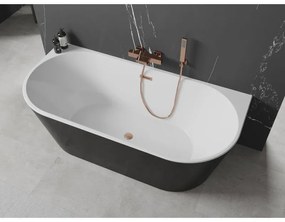 Mexen Oval, voľne stojaca nástenná vaňa 150 x 75 cm, biela-čierna, medený prepad, 52671507575-65