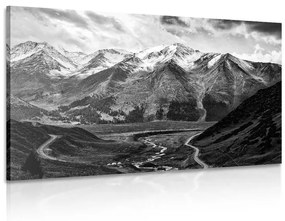 Obraz nádherná horská panoráma v čiernobielom prevedení