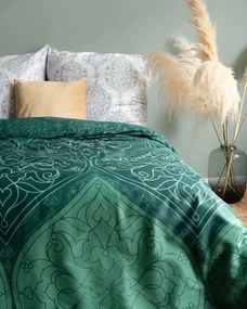 Bavlnená posteľná bielizeň s úžasným zeleným vzorom 3 časti: 1ks 200x220 + 2ks 70x80 Zelená