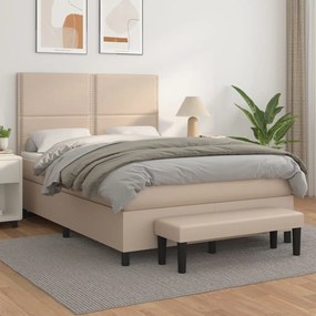Boxspring posteľ s matracom kapučínová 140x200 cm umelá koža 3137610