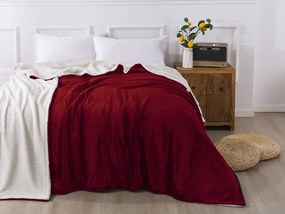 XPOSE® Mikroplyšová deka Exclusive s baránkom - vínová 200x230 cm