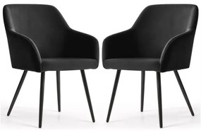 Sada dvoch jedálenských stoličiek ESTELLE zamatové, čierne / čierne nohy (2 ks)