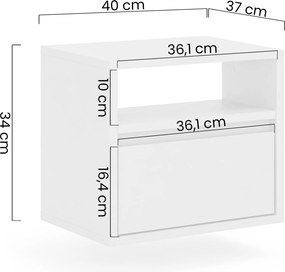 Nočná skrinka Zolia 40 cm so závesnou zásuvkou - kasmír