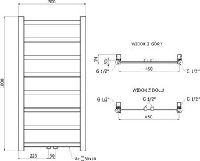 Mexen Bolt, vykurovacie teleso 1000 x 500 mm, 259 W, spodné a stredové, antracitová, W126-1000-500-00-66