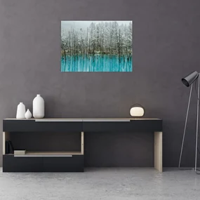 Sklenený obraz - Tyrkysový rybník, Biei, Japonsko (70x50 cm)