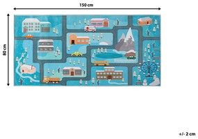 Detský koberec s potlačou mesta 80 x 150 cm modrý KIGI Beliani