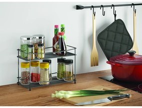 Čierna dvojposchodová polica na korenie Metaltex Lava