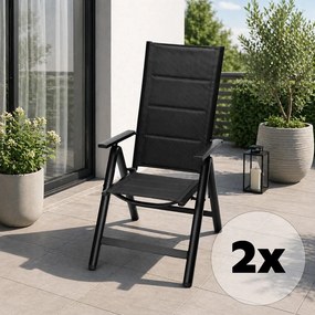 Set 2 ks hliníkových polohovacích kresiel Avenberg ISLA PLUS, čierna
