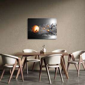 Sklenený obraz oranžových abstraktných gulí (70x50 cm)