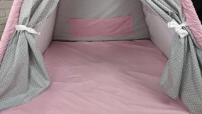 Detský stan TEEPEE (TÝPIE) ANIMALS s doplnkami - PLAMENÁK A KAMARÁDI - šedý/ružový