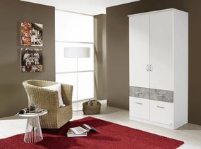 Šatníková skriňa Bremen, 91 cm, biela/šedý beton