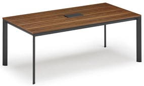 Rokovací stôl PRIMO INVITATION, 200x100 cm, orech + stolná zásuvka TYP II, čierna