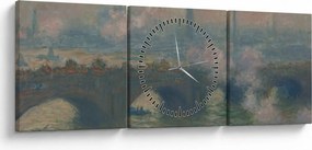 Obraz - Claude Monet, Waterloo Bridge, Gray Day, reprodukcia (s hodinami) (90x30 cm)