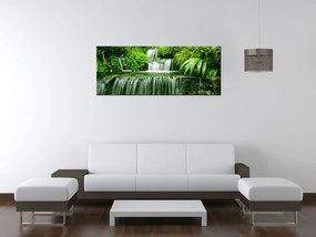 Gario Obraz s hodinami Vodopád v dažďovom pralese Rozmery: 100 x 40 cm