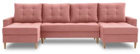 Rohová rozkladacia sedacia súprava LENA U  Ružová