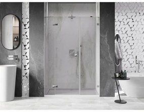 Mexen Lunar, ľavé otočné sprchové dvere 125 cm, číre sklo, chrómový profil, 834S-125-050-01-00-L