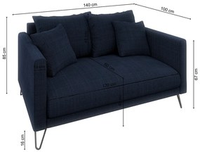 Tmavomodrá ženilková pohovka 140 cm Freya – Ropez