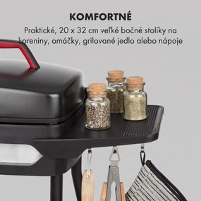 Klarstein Gatsby, elektrický gril, 2000 W, nepriľnavá grilovacia plocha, bočné stolíky, čierny