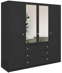 Skriňa Siena D4 čierna / zrkadlo
