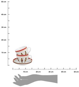 Sada vánočních šálků s podšálkem LOUSKÁČEK 2 ks 250 ml bílo-červená