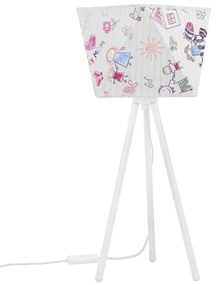 Detská stolová lampa DIAMOND, 1x biele textilné tienidlo so vzorom