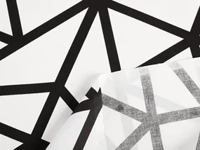 Biante Bavlnený záves Sandra SA-577 Čierne geometrické vzory na bielom 150x200 cm