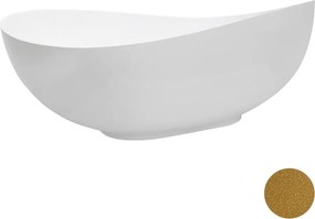 Besco Voľne stojaca vaňa z liateho mramoru Siya Glam 160x92 (172x100) BESCO-Rozmery: 172x100, BESCO-Farba: Biela/strieborná