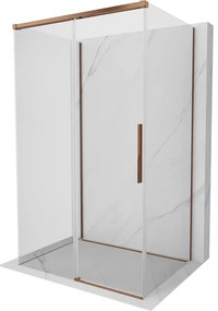 Mexen Rox-3S, 3-stenný sprchový kút 135 x 70 cm, 8mm číre sklo, ružové zlato profil, 8C2-135-070-60-00-3S
