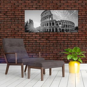 Obraz - Koloseum v Ríme, čiernobiele (120x50 cm)