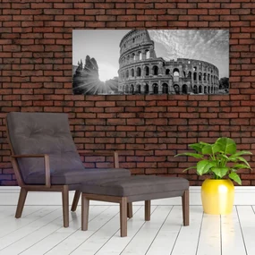 Obraz - Koloseum v Ríme, čiernobiele (120x50 cm)