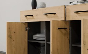 Komoda SIMPLO 3D3S 109 cm antracitová/dub artisan