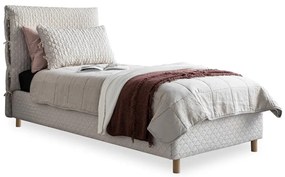 Béžová čalúnená jednolôžková posteľ s roštom 90x200 cm Sleepy Luna – Miuform