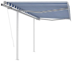 Automaticky zaťahovacia markíza so stĺpikmi 3,5x2,5 m modro-biela