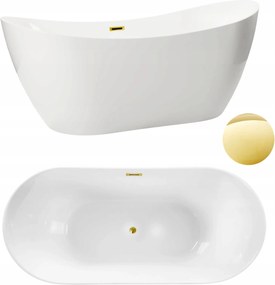 Aquauno Voľne Stojaca Vaňa 170x72 cm Zlatá Zrkadlová Vrátane Odtoku A Prepadu