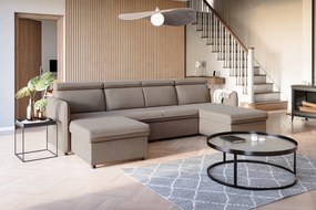 Rozkladacia rohová sedacia súprava Barcelia U - béžová látka Asti 03