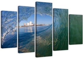 Obraz na plátně pětidílný Pohled na mořskou vlnu - 150x100 cm